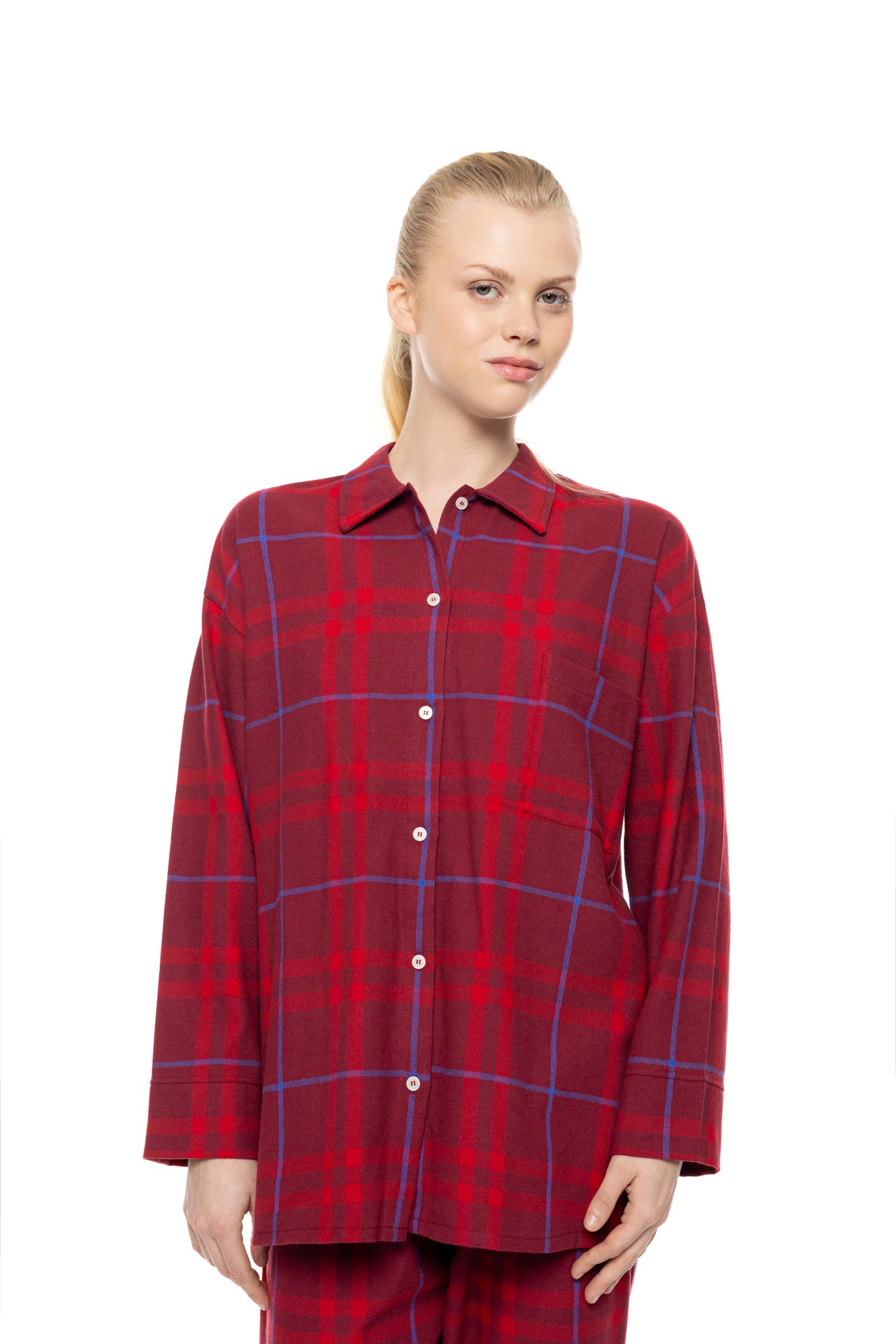 Pink Label - Pyjama Buttoned Cherry Plaid