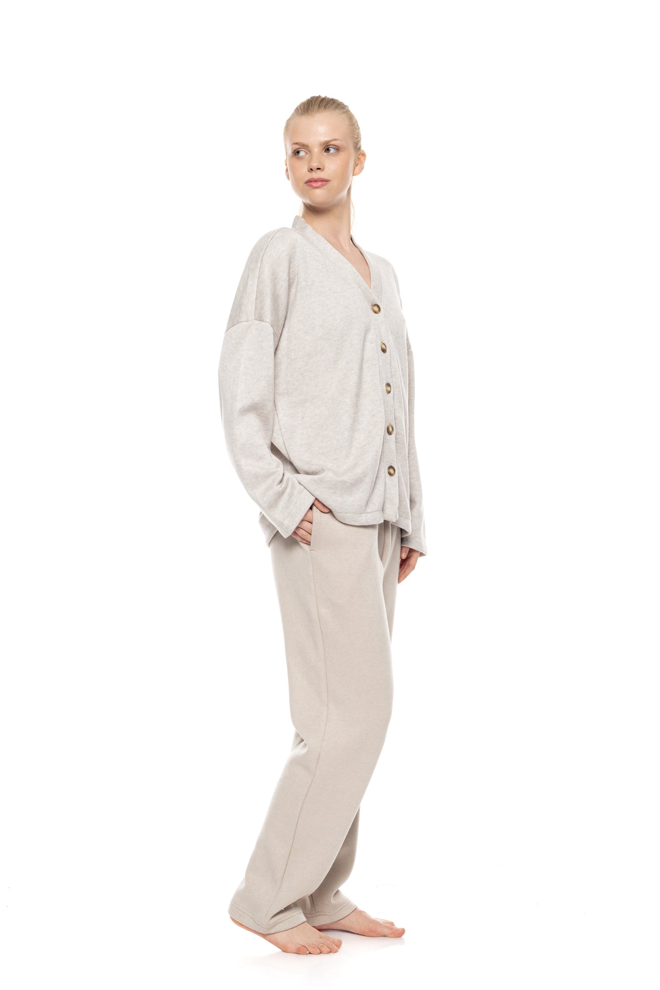 Pink Label - Robe Buttoned Soft Nutural