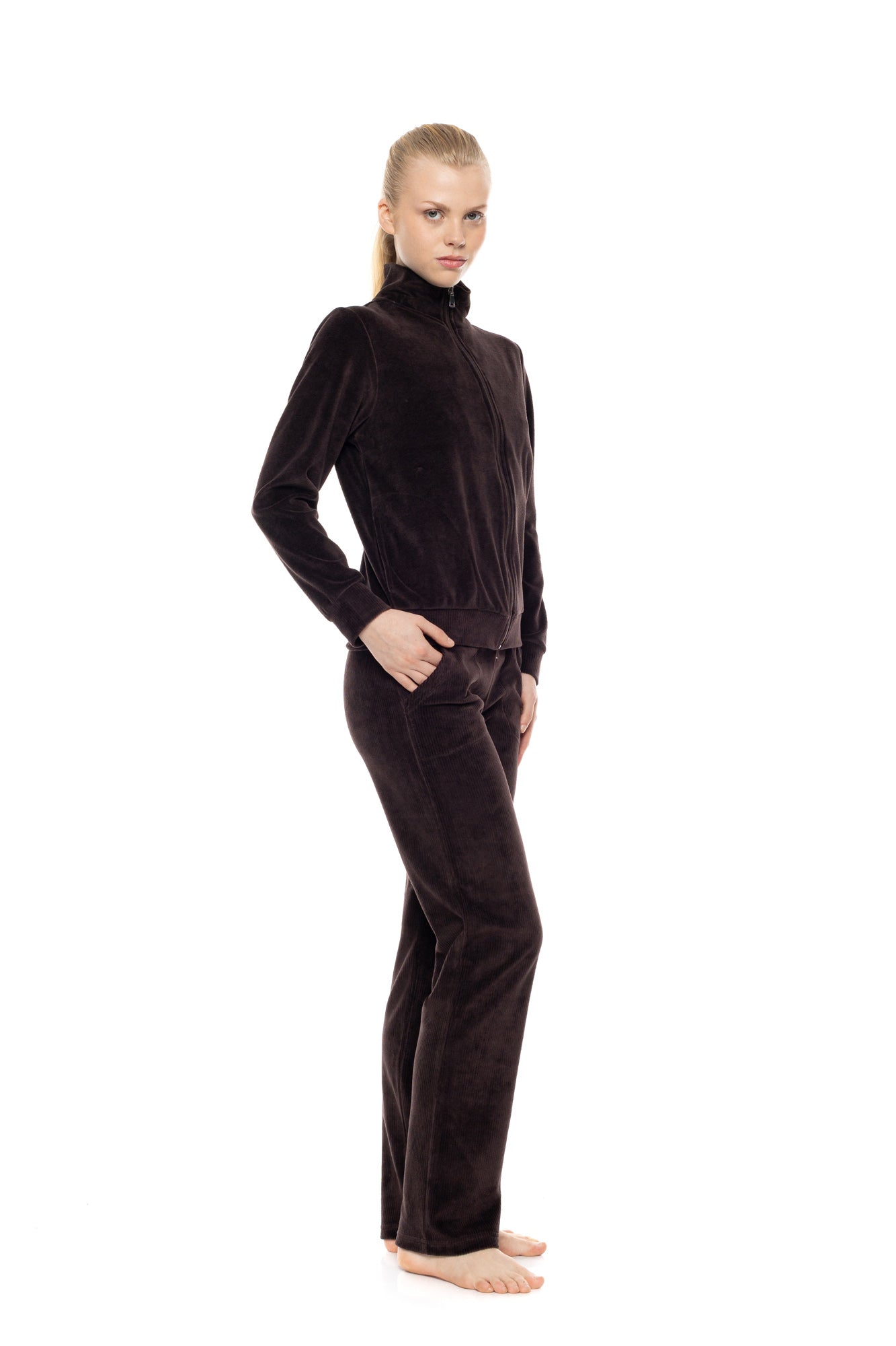 Pink Label - Trucksuit High Neck Velvet Stripe