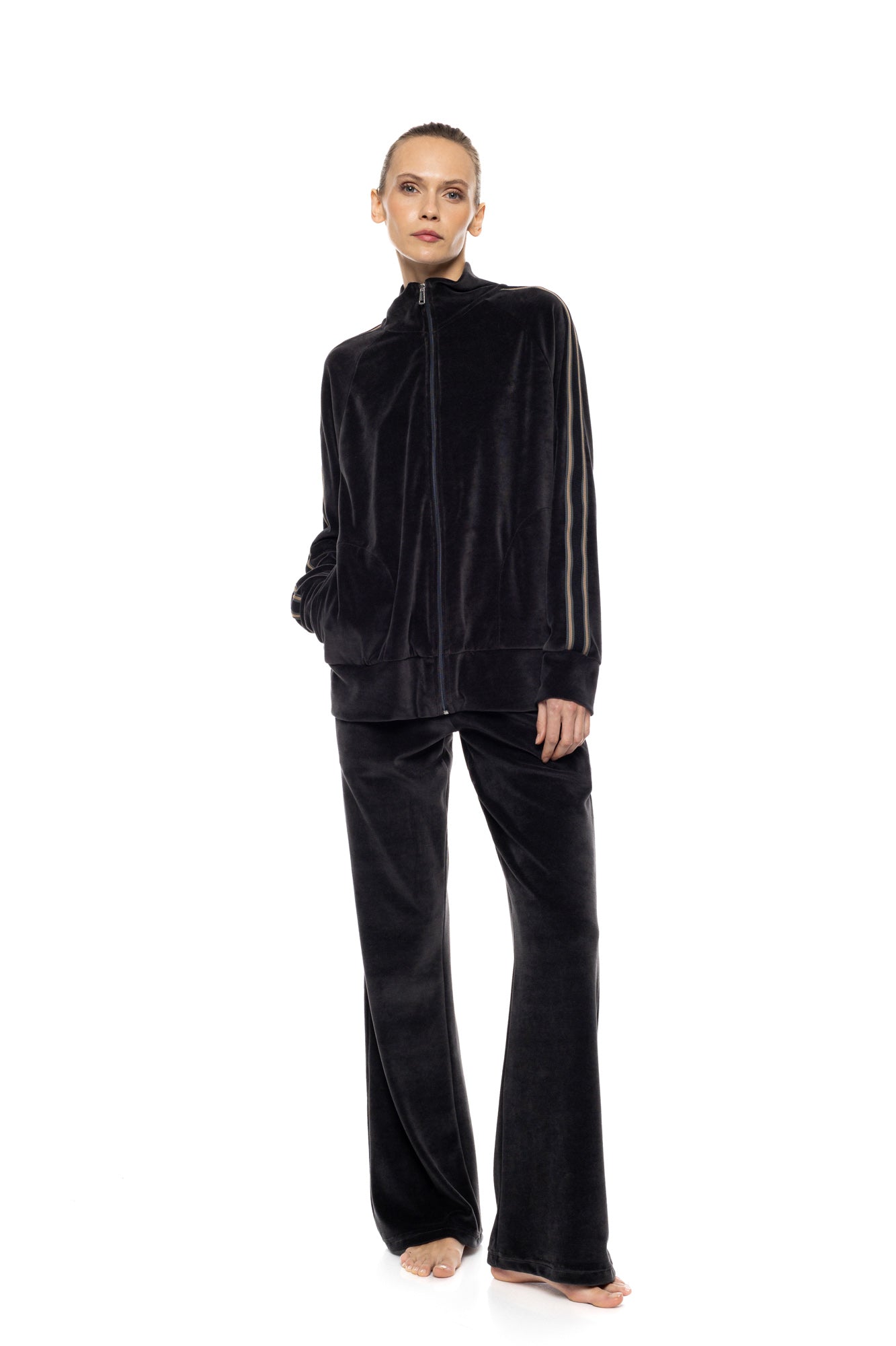 Pink Label - Trucksuit High Neck Velvet Furley Stripe