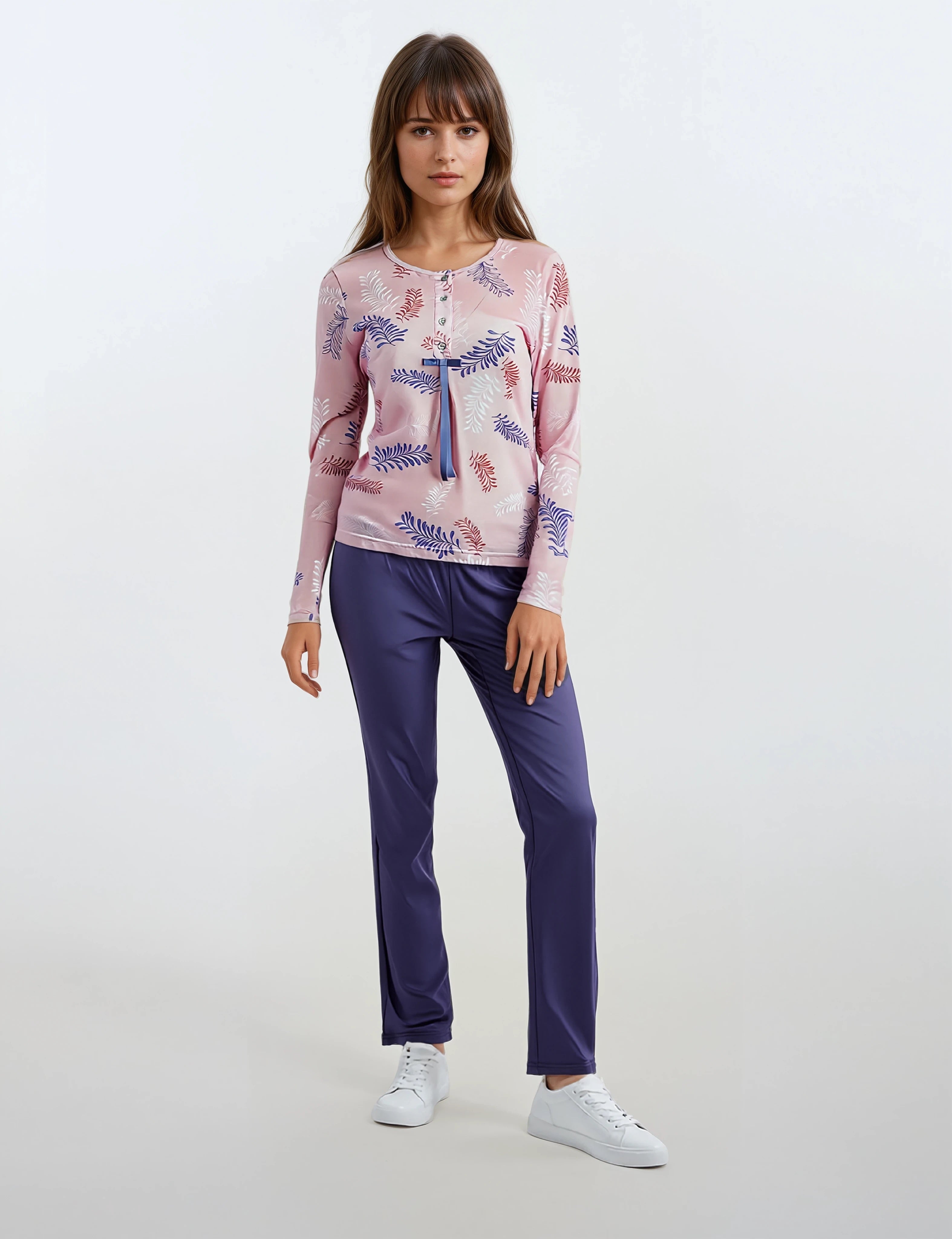 Pink Label - Pyjama Purple Leaves