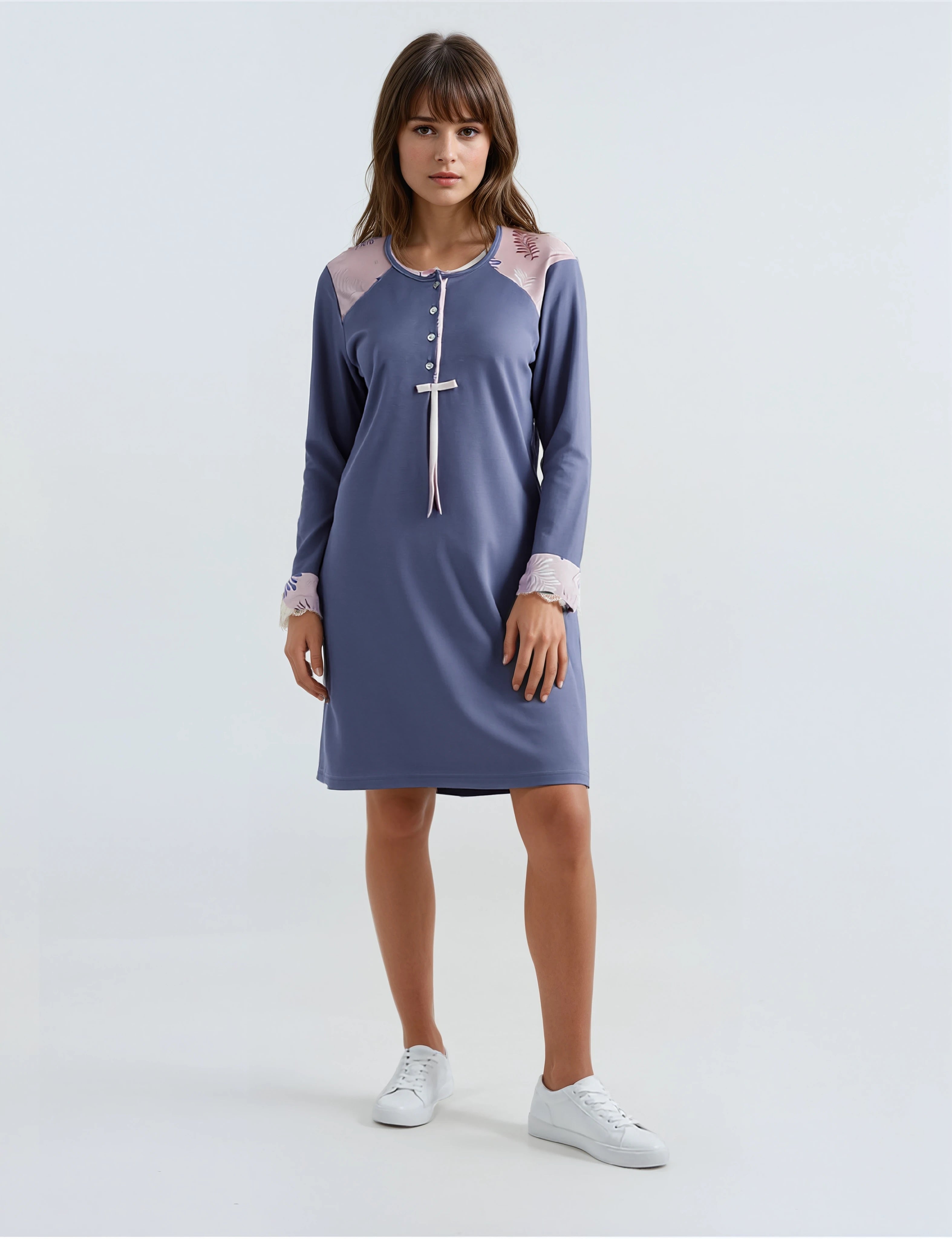 Pink Label - Nightgown Purple Leaves
