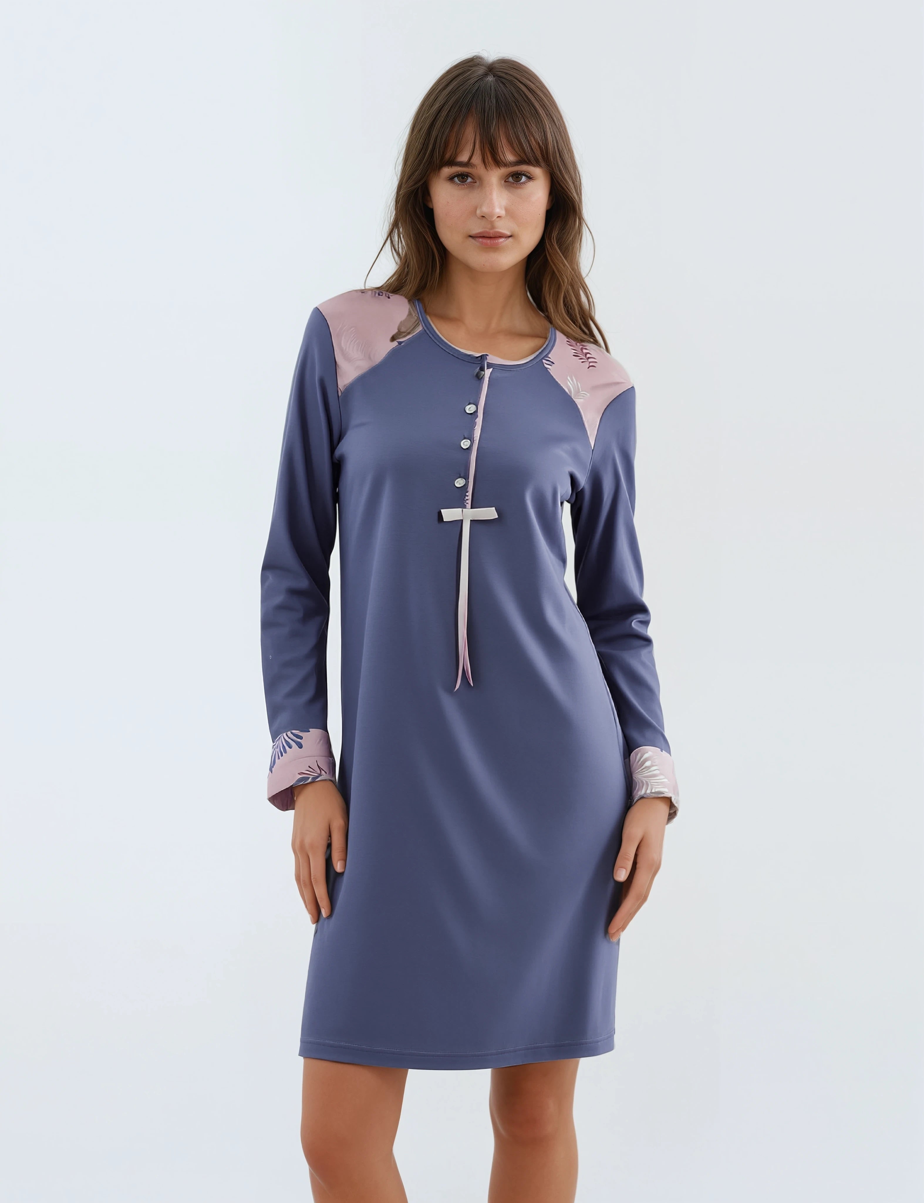 Pink Label - Nightgown Purple Leaves