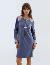Pink Label - Nightgown Purple Leaves