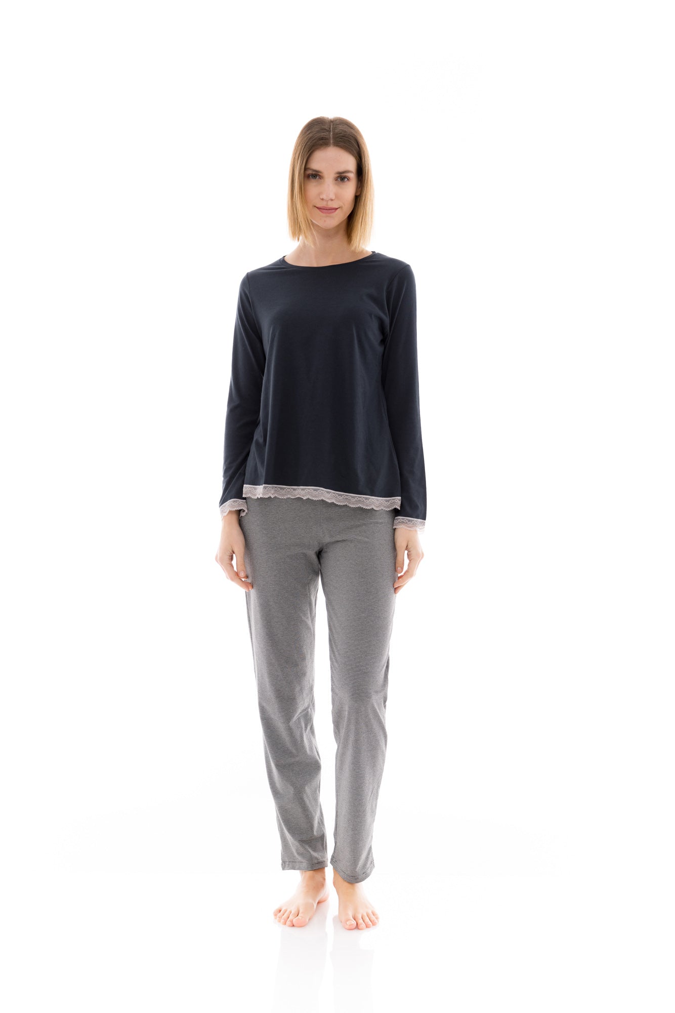 Pink Label - Pijama Grey Stripe