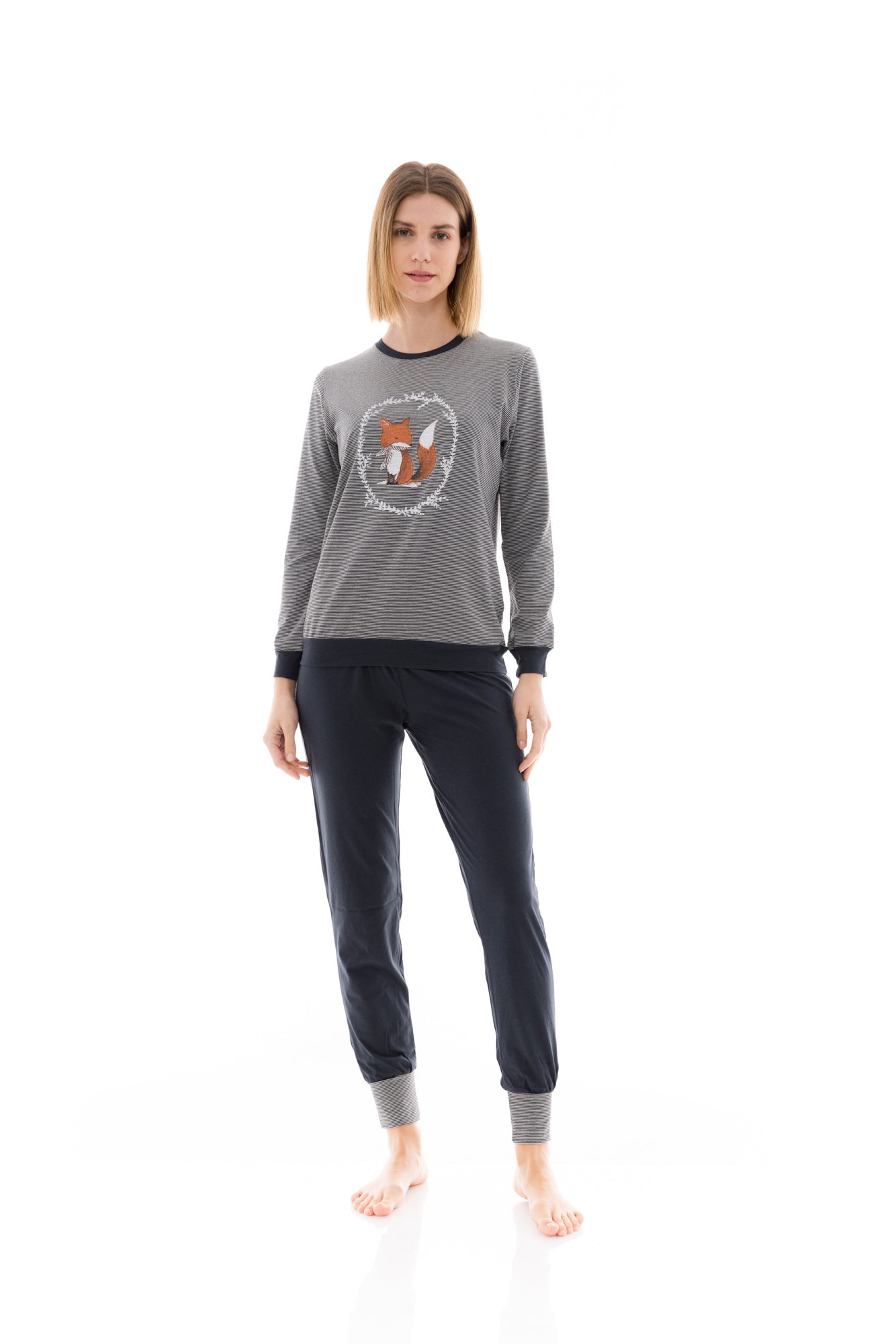 Pink Label - Pijama Grey Stripe