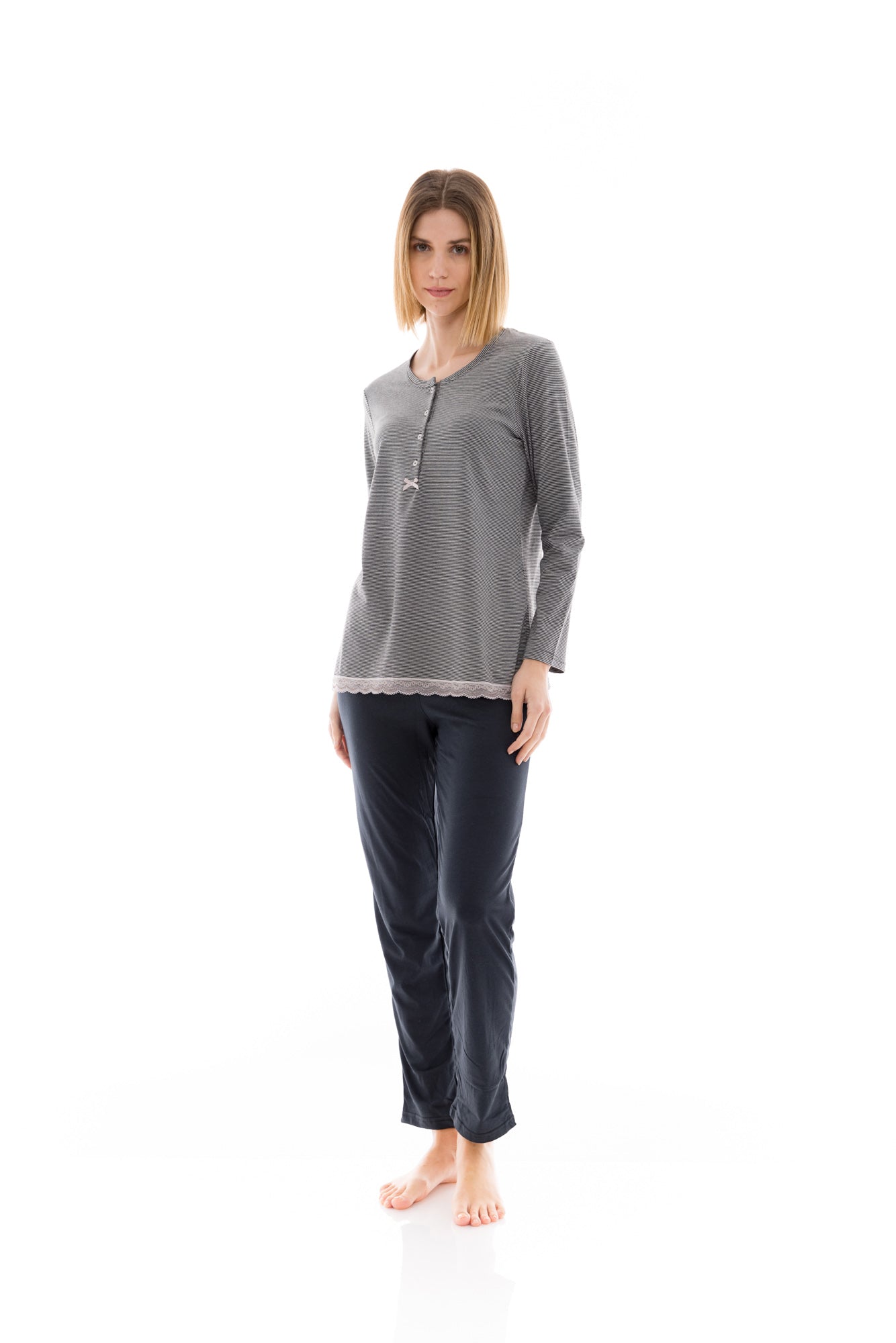 Pink Label - Pijama Grey Stripe