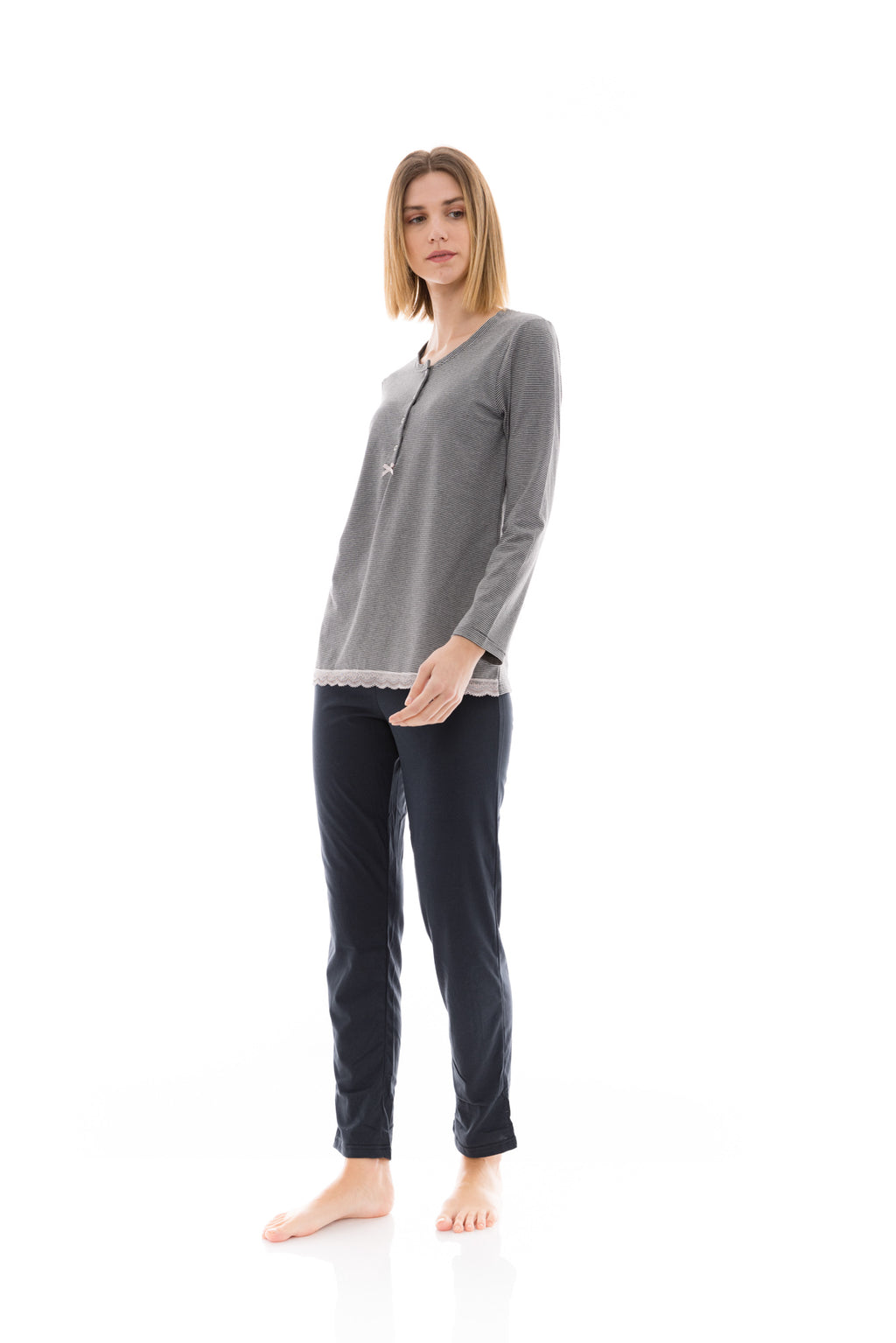 Pink Label - Pijama Grey Stripe
