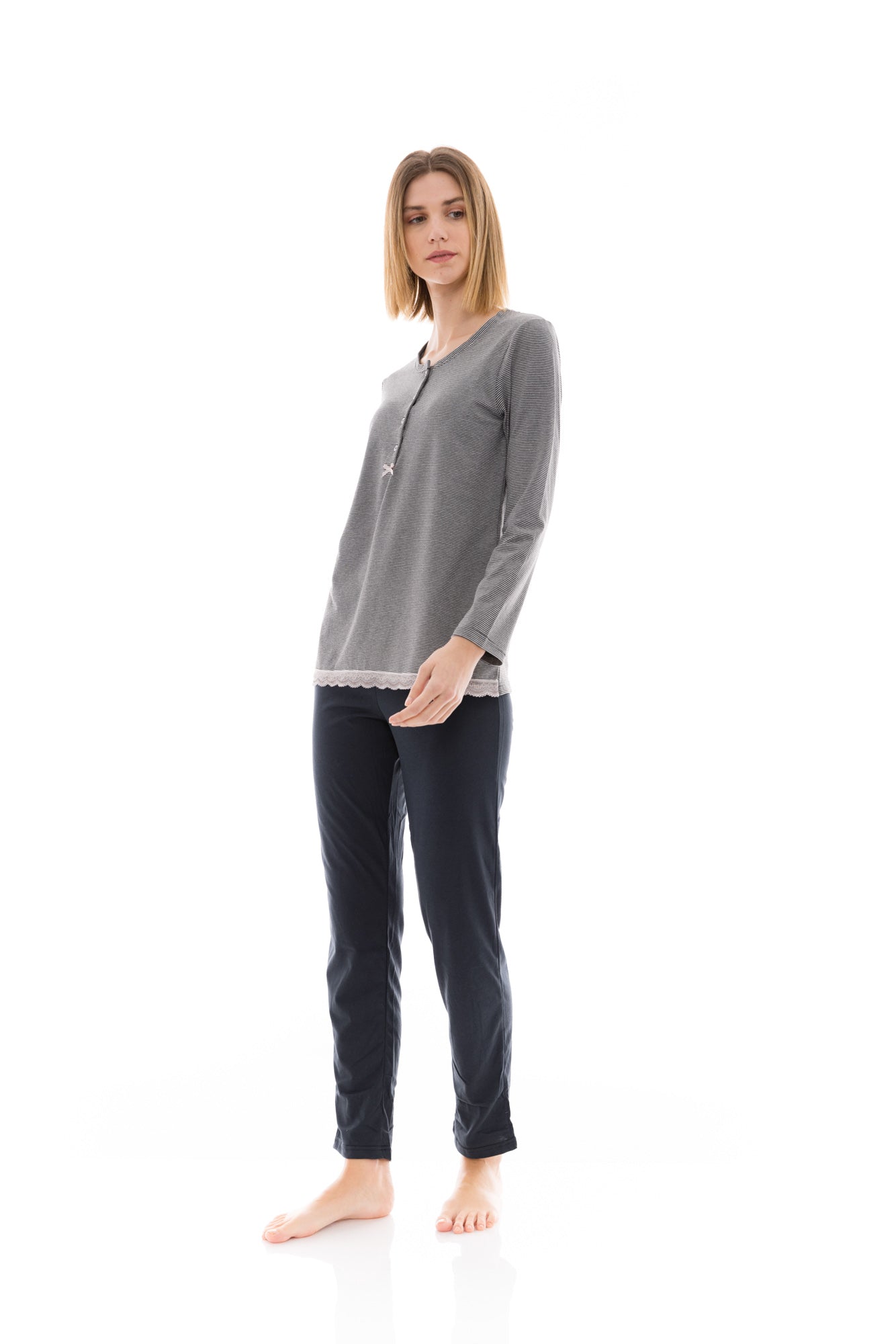 Pink Label - Pijama Grey Stripe