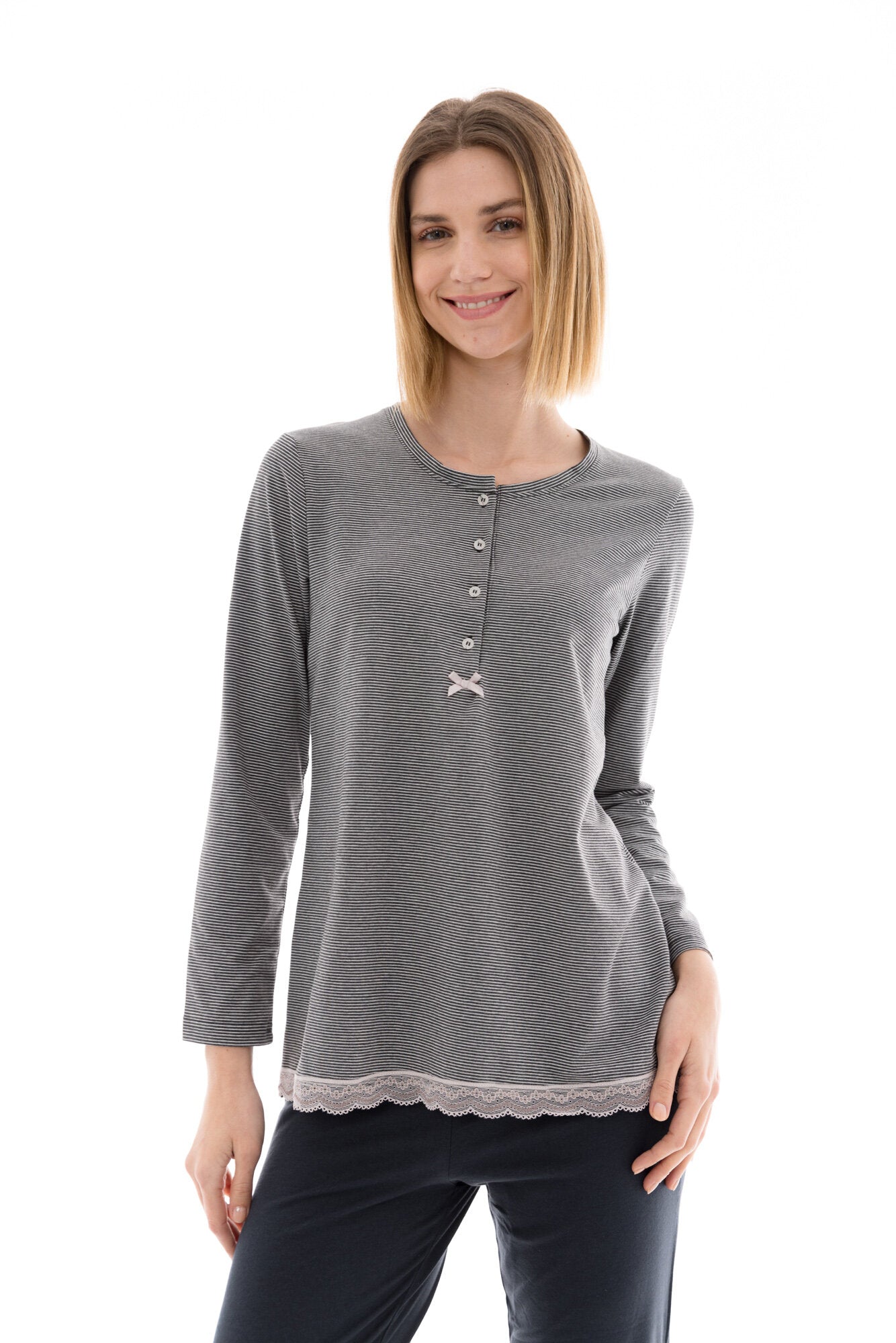 Pink Label - Pijama Grey Stripe
