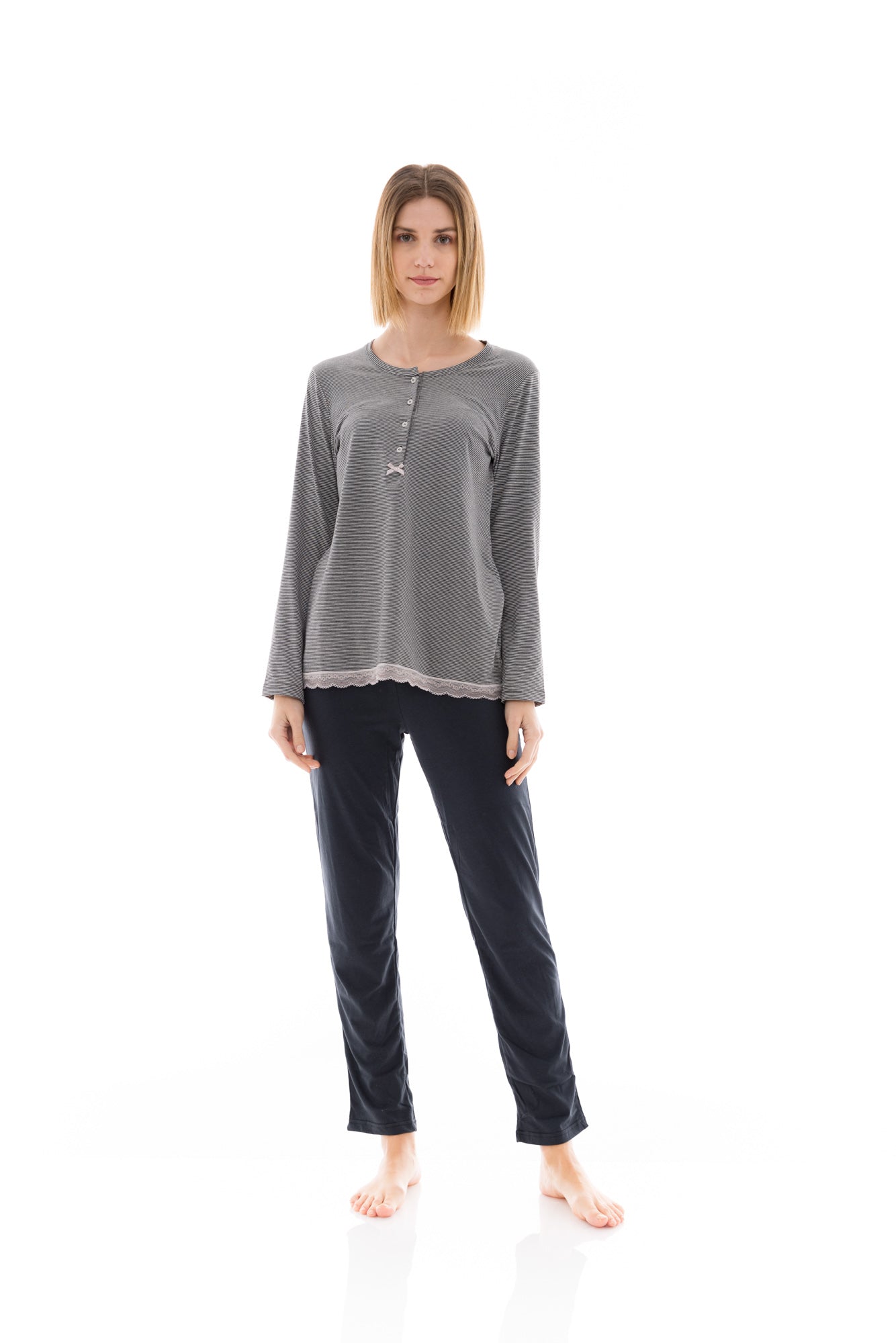 Pink Label - Pijama Grey Stripe