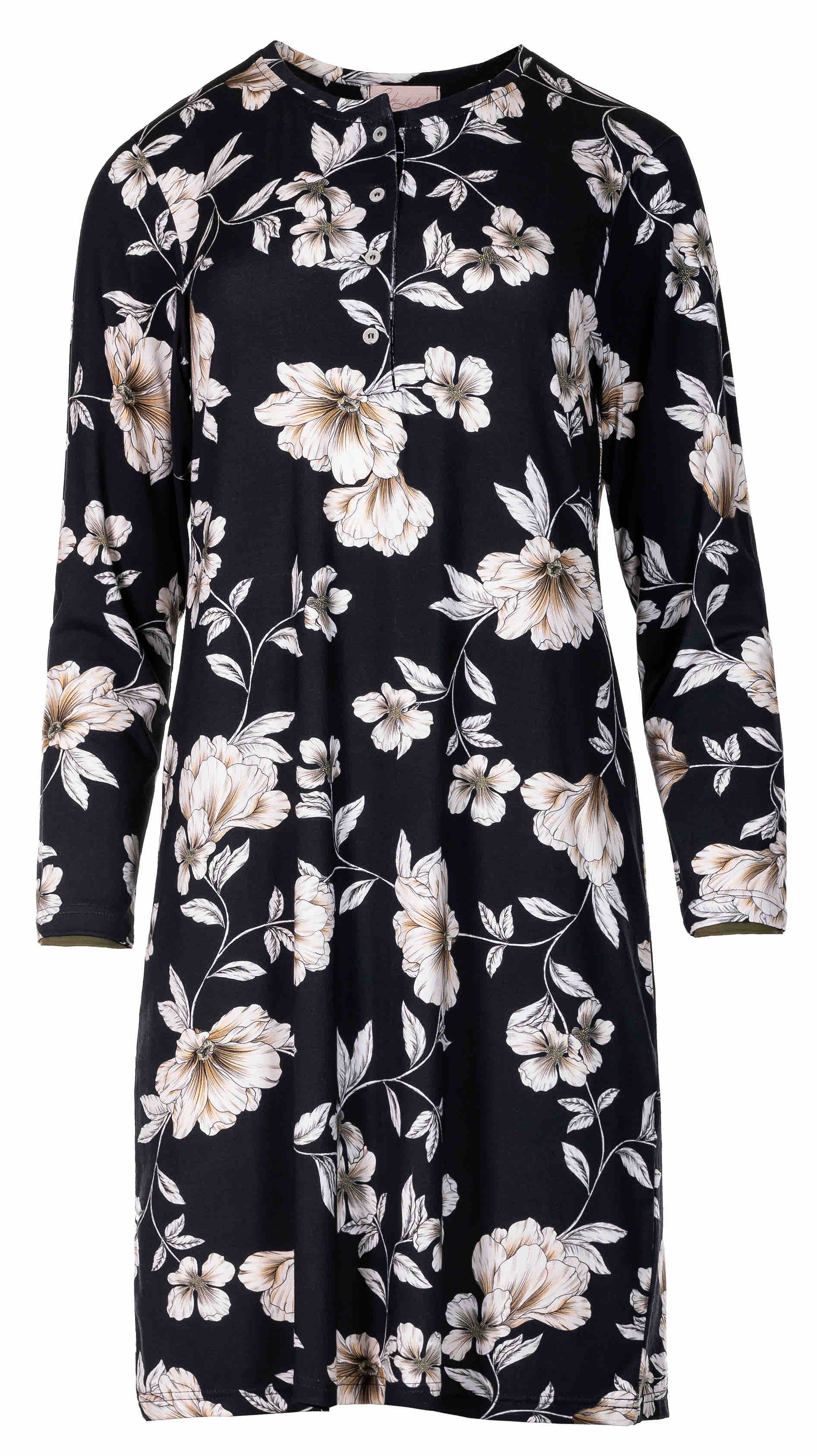 Pink Label - Nightgown Black Flowers