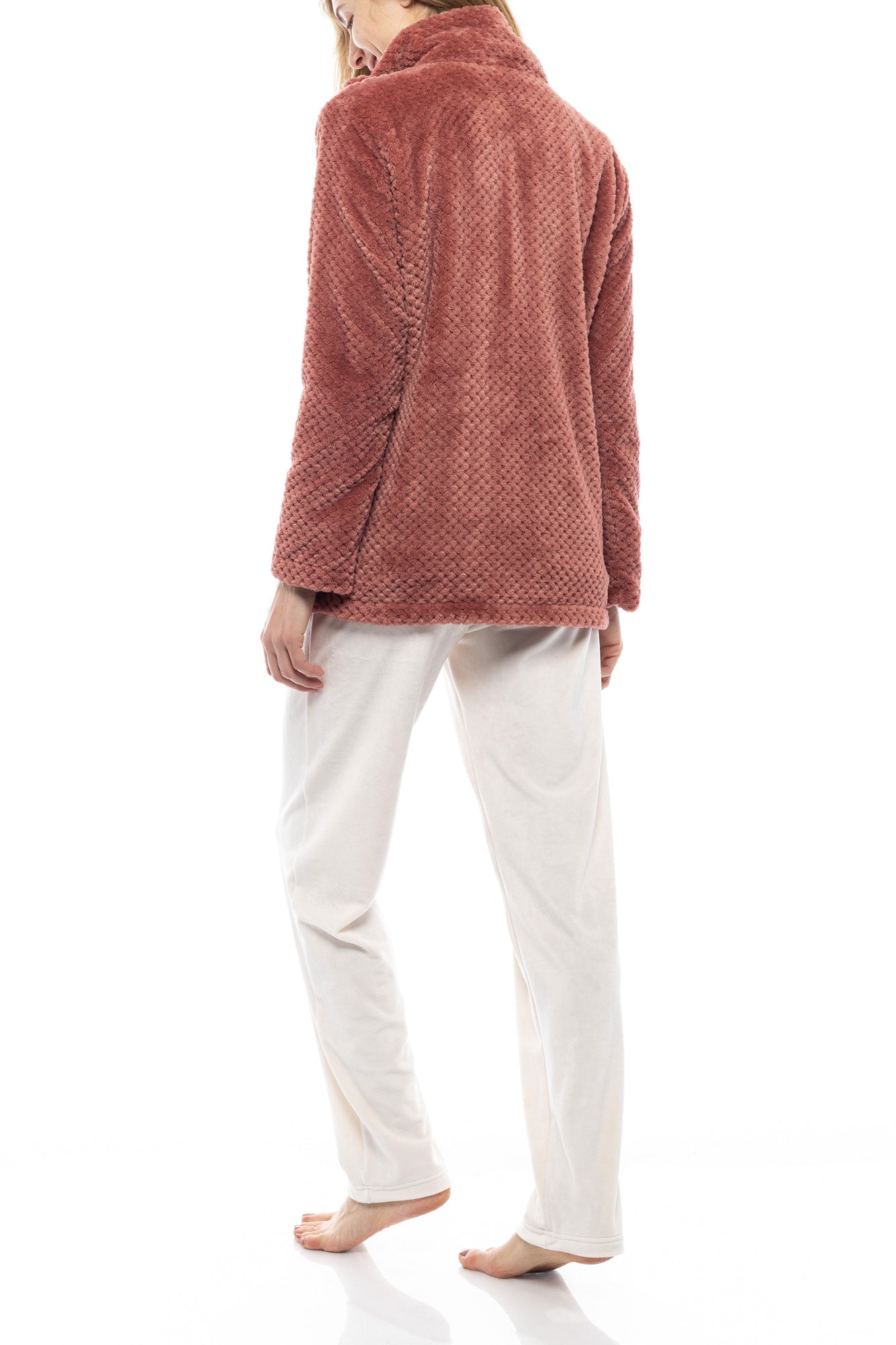 Pink Label - Robe Zipper Fleece Waffle