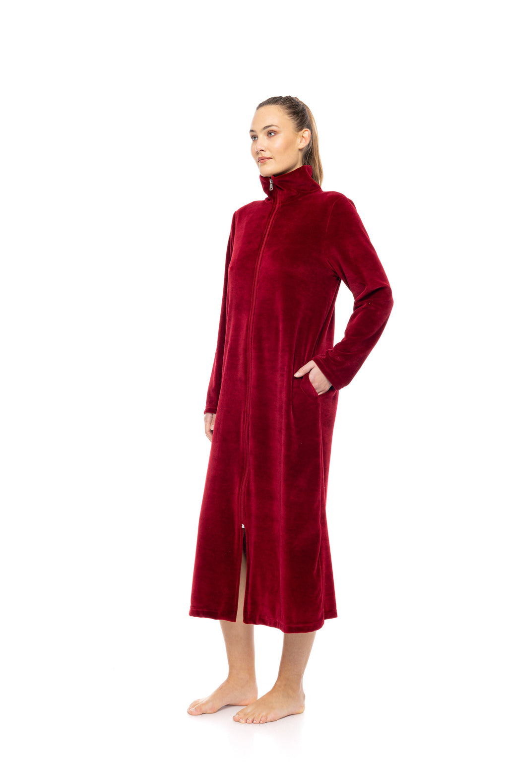 Pink Label - Robe Long Velvet Zipper Nos