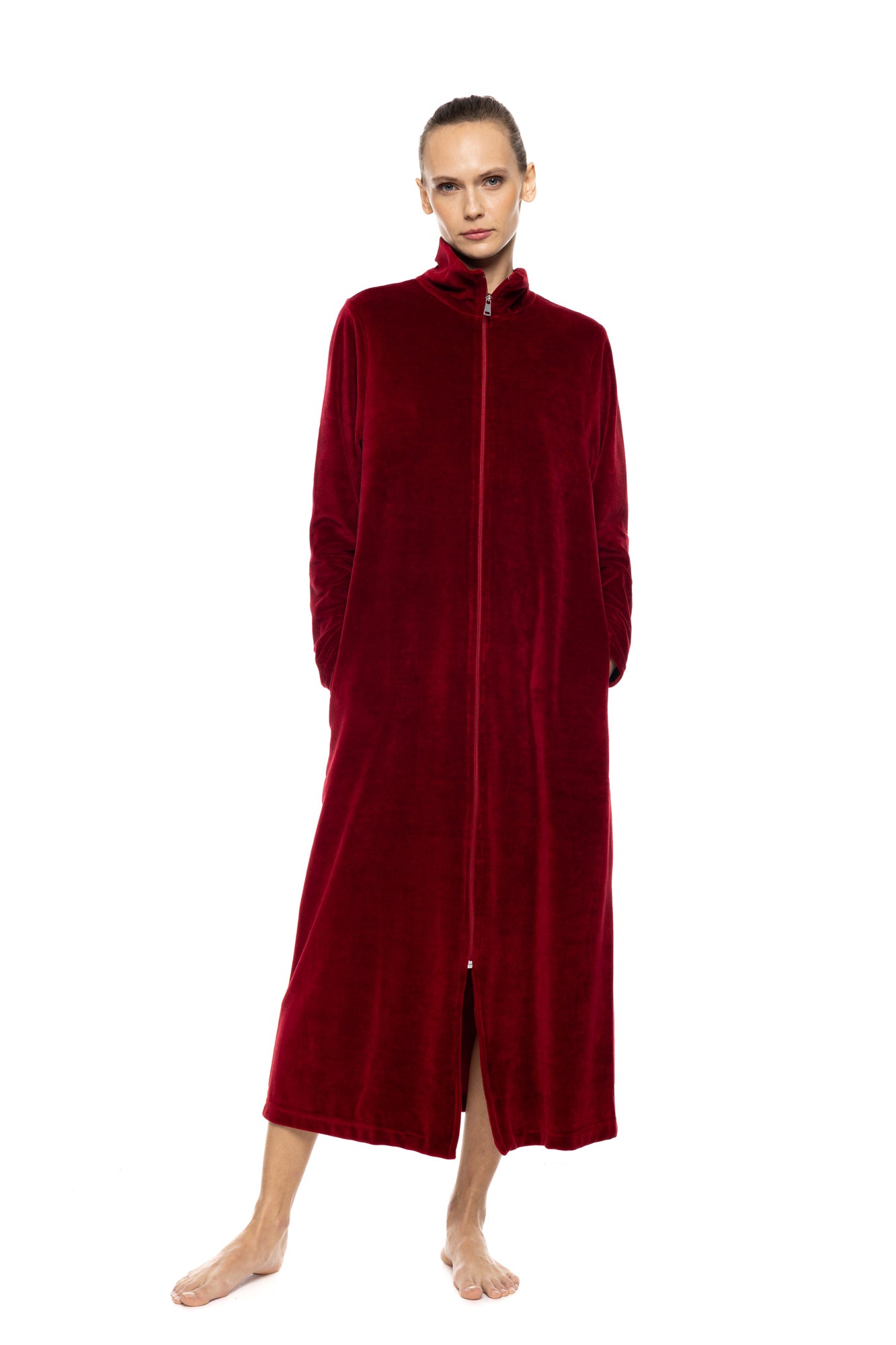 Pink Label - Robe Long Velvet Zipper Nos