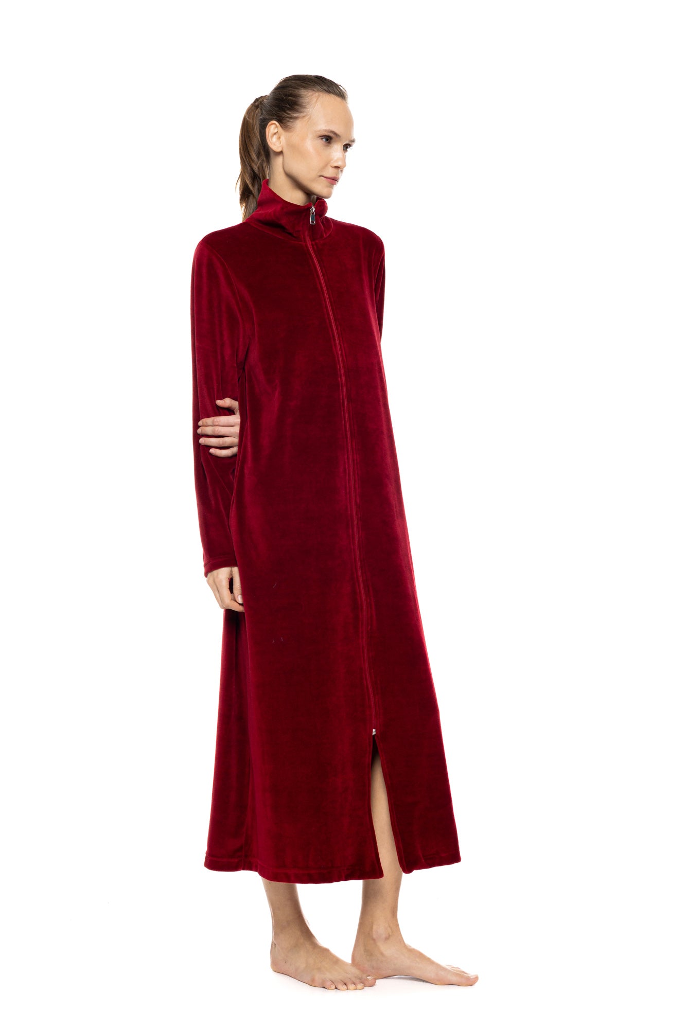 Pink Label - Robe Long Velvet Zipper Nos