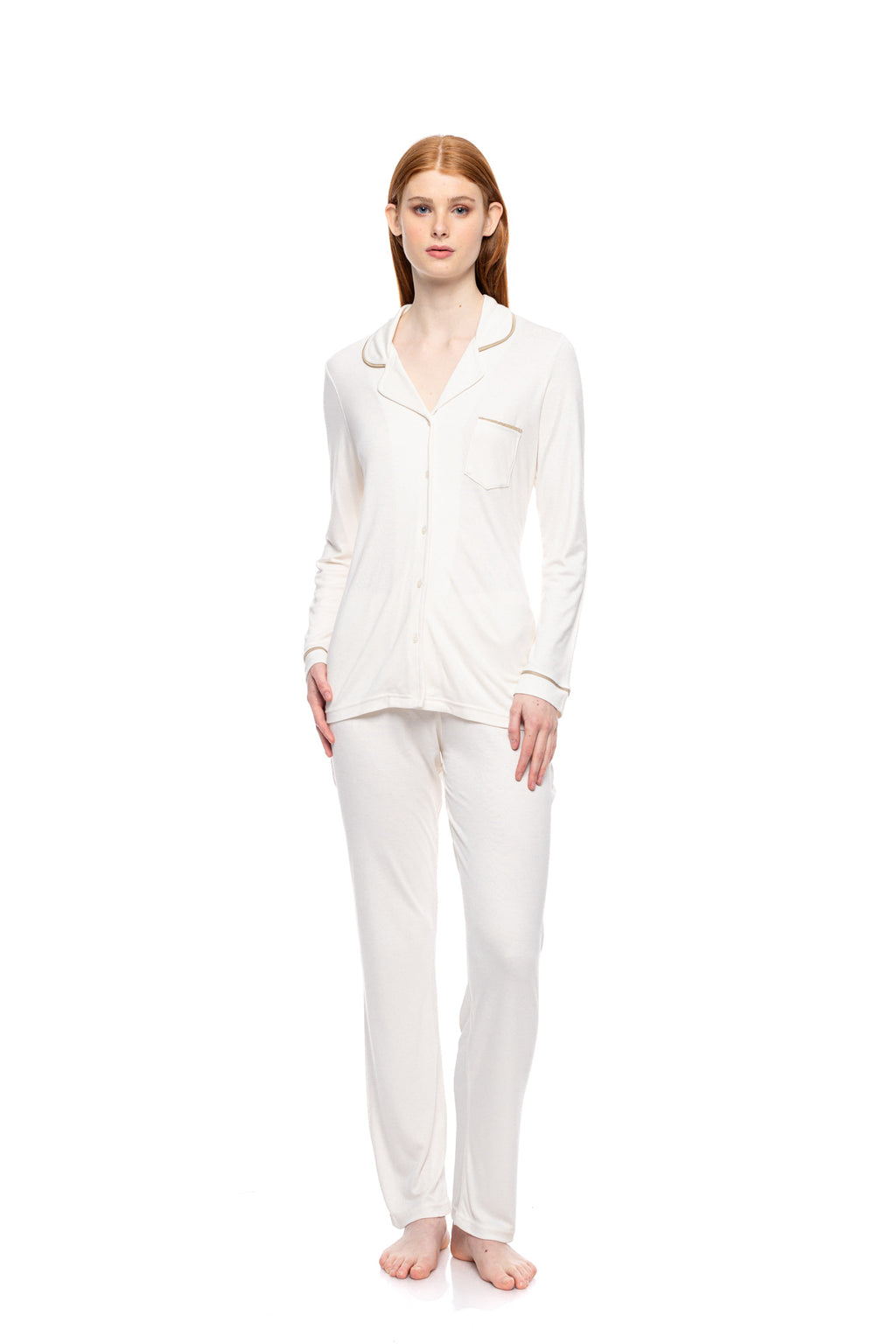 Pink Label - Pyjama Buttoned Bamboo Solid