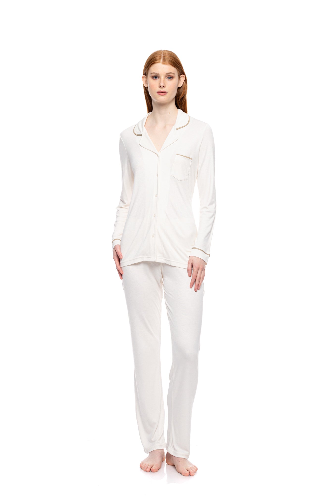 Pink Label - Pyjama Buttoned Bamboo Solid