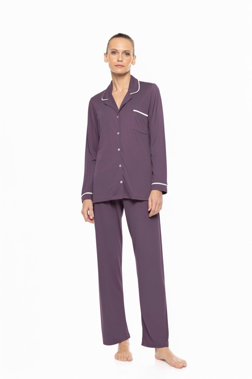 Pink Label - Pyjama Buttoned Bamboo Solid