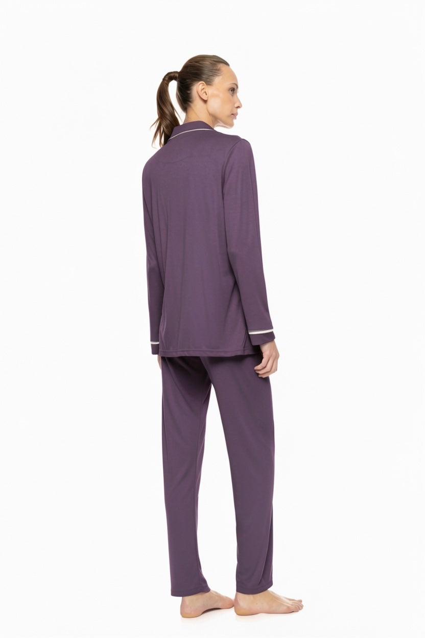 Pink Label - Pyjama Buttoned Bamboo Solid