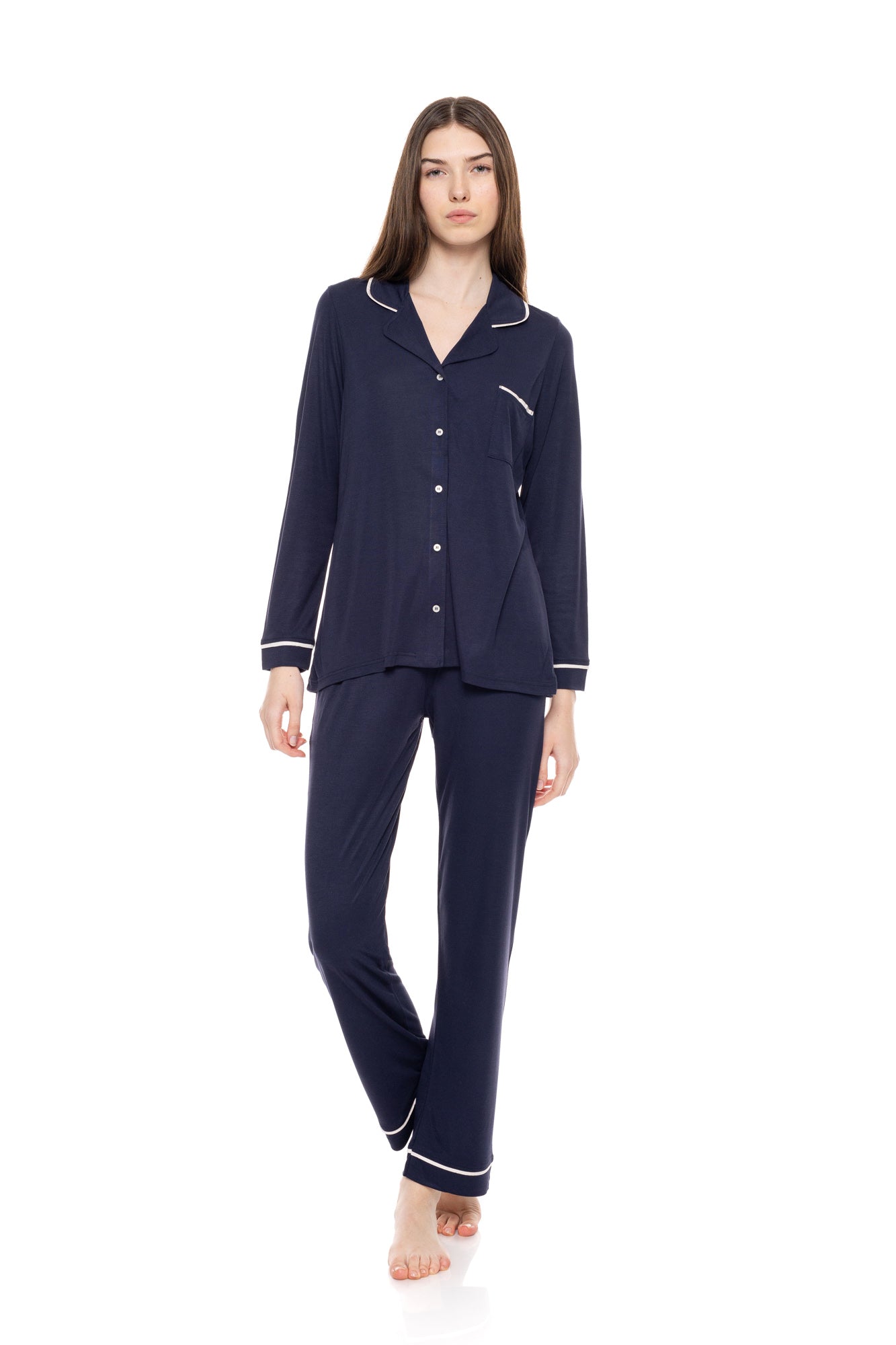 Pink Label - Pyjama Buttoned Bamboo Solid