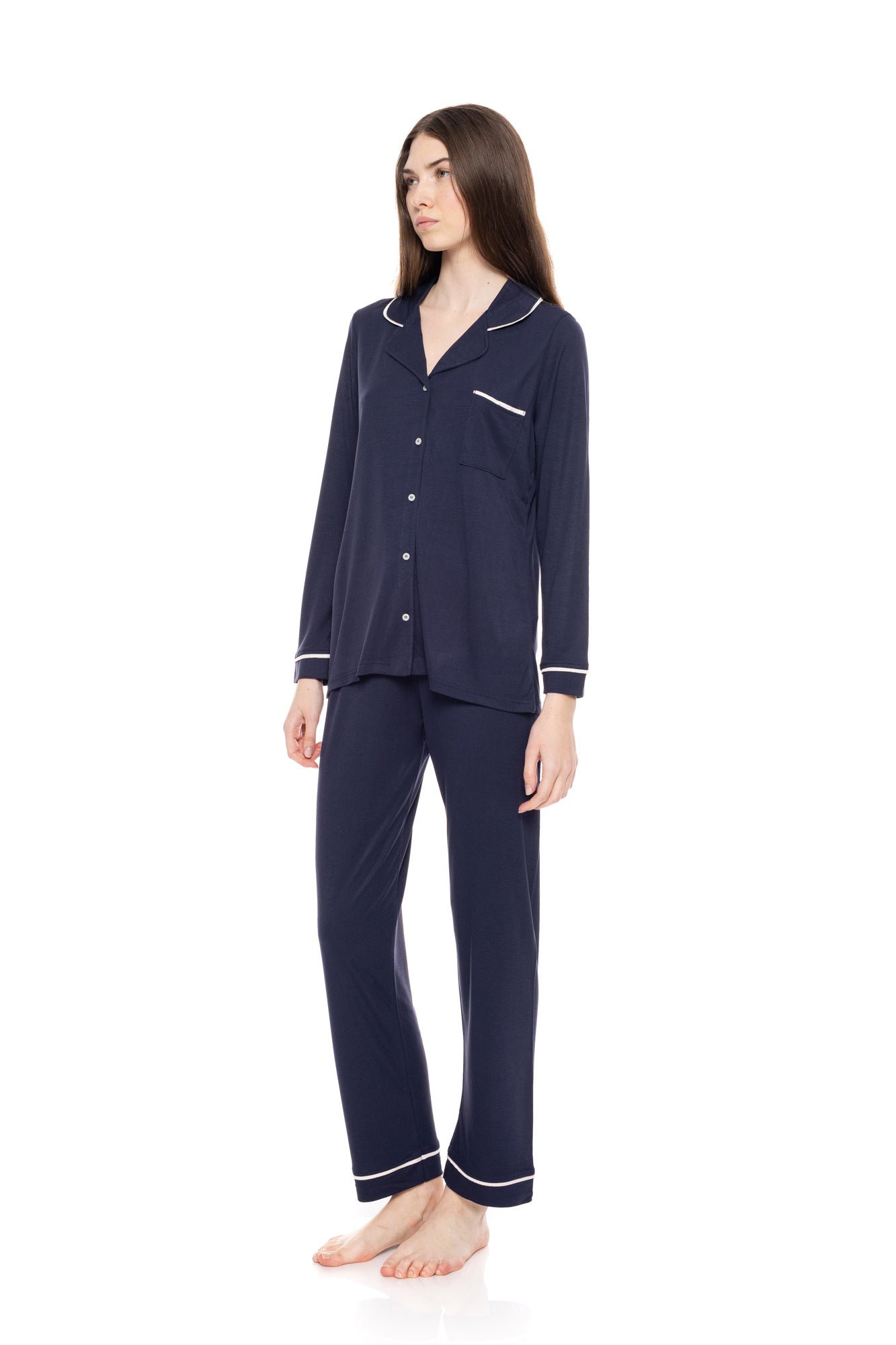 Pink Label - Pyjama Buttoned Bamboo Solid
