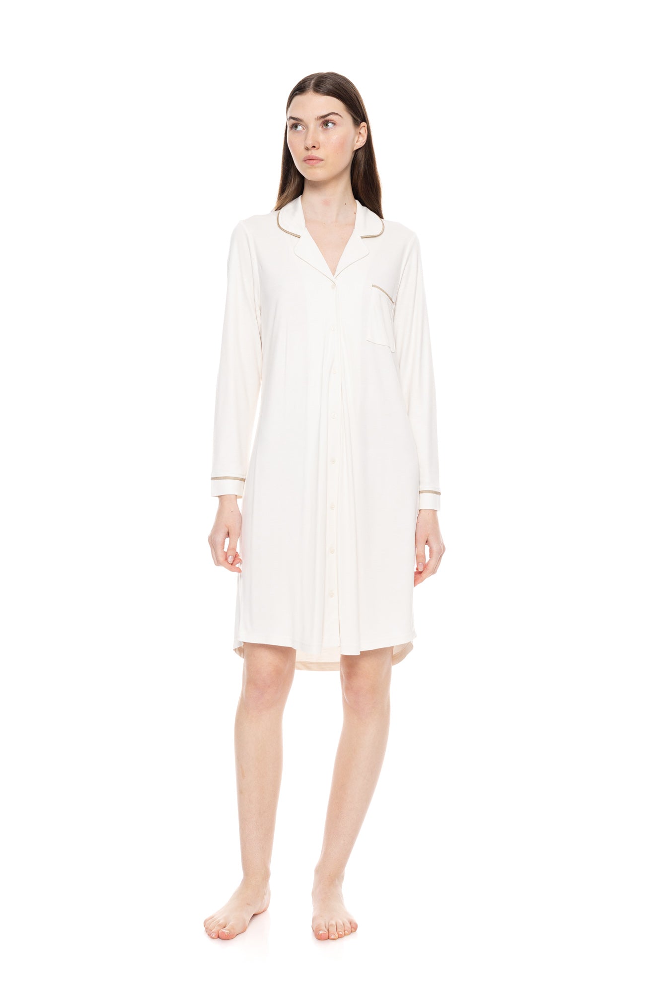 Pink Label - Nightgown Buttoned Bamboo Solid