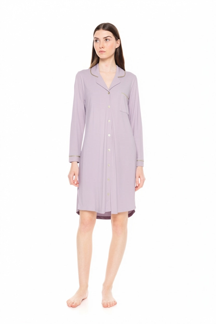 Pink Label - Nightgown Buttoned Bamboo Solid