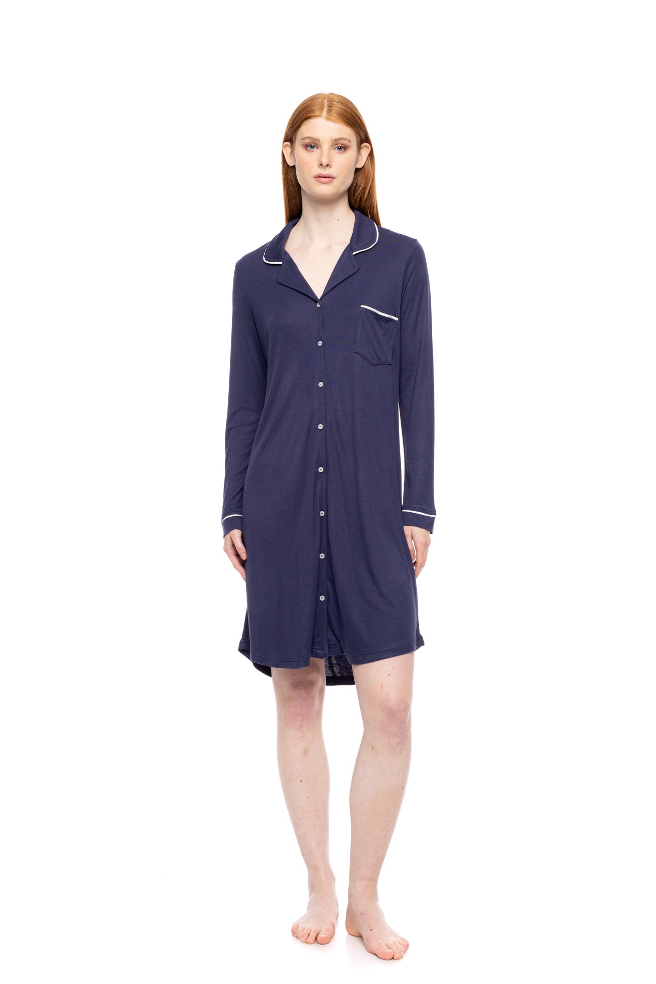 Pink Label - Nightgown Buttoned Bamboo Solid