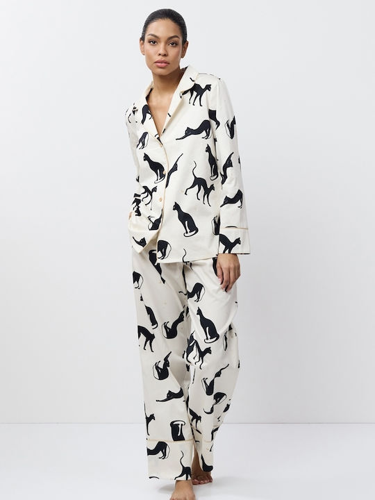 Aruelle Χειμερινό Γυναικείο Σετ Πιτζάμας Λευκό