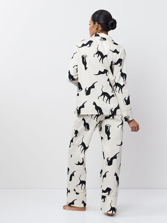 Aruelle Χειμερινό Γυναικείο Σετ Πιτζάμας Λευκό