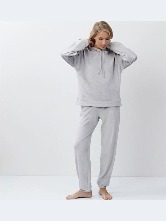 Aruelle Χειμερινό Γυναικείο Σετ Πιτζάμας Γκρι