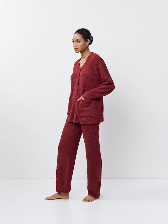 Aruelle Χειμερινό Γυναικείο Σετ Πιτζάμας Μπορντό