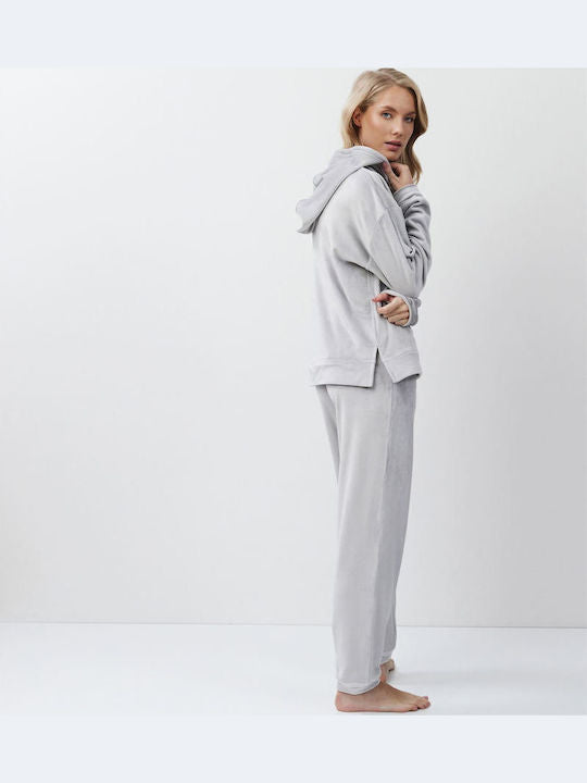 Aruelle Χειμερινό Γυναικείο Σετ Πιτζάμας Γκρι