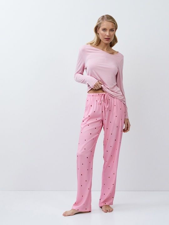 Aruelle Χειμερινό Γυναικείο Σετ Πιτζάμας Ροζ
