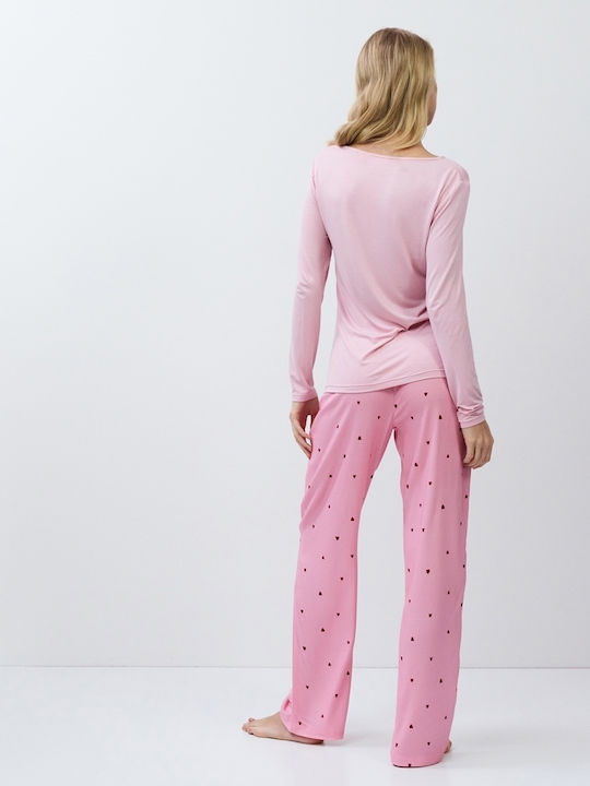Aruelle Χειμερινό Γυναικείο Σετ Πιτζάμας Ροζ