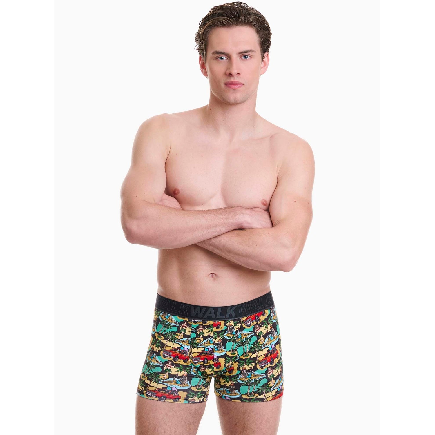 Walk - Απαλό βαμβακερό μποξεράκι με hawaii print