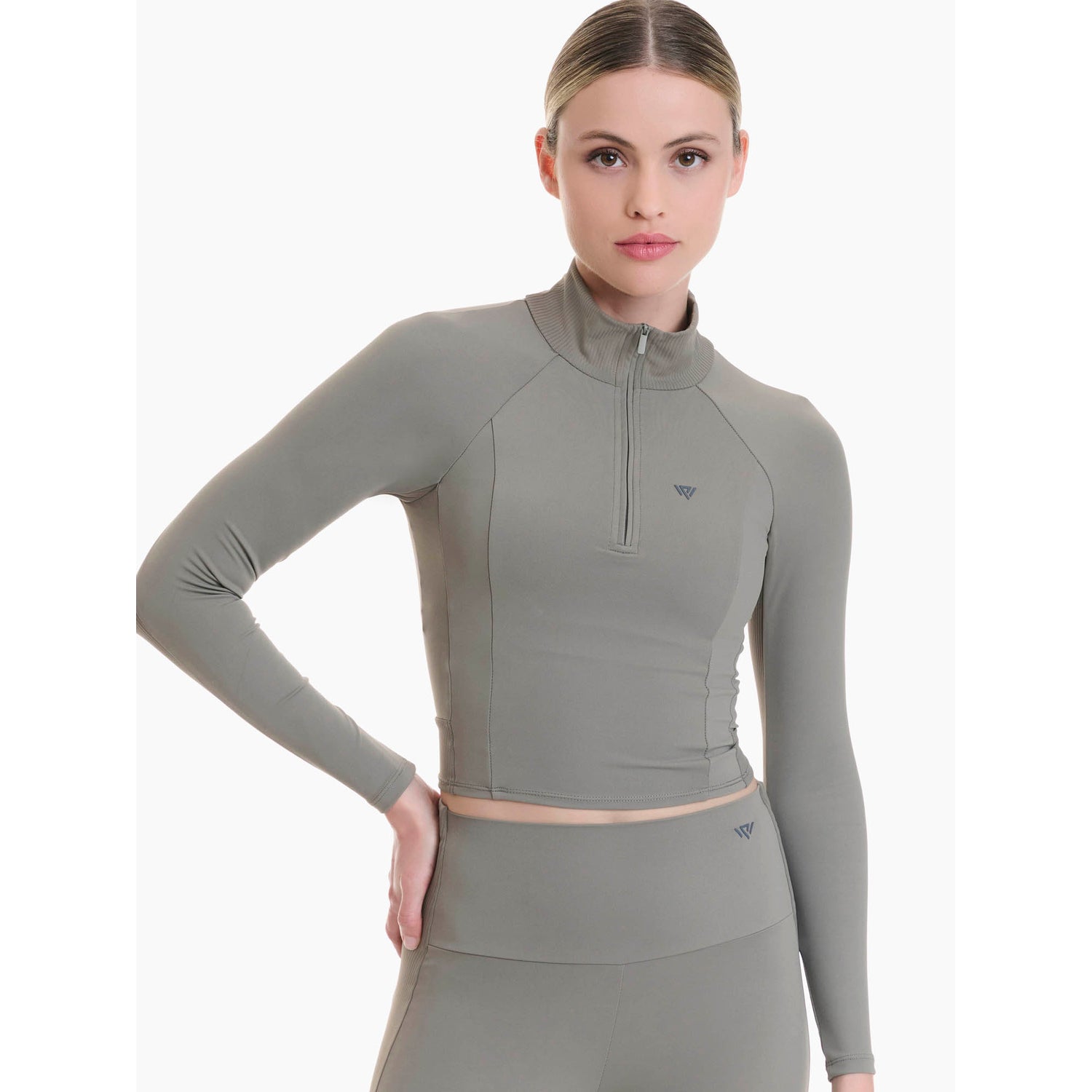 Walk - Μακρυμάνικο athletic top με half zipper και rib λεπτομέρεια